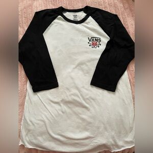 Vans Black and White 3/4 Sleeve Tee